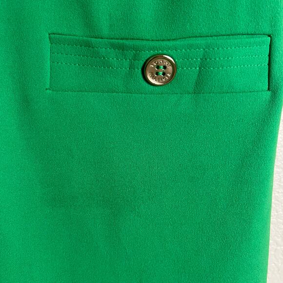 Tommy Hilfiger Kelly Green Short Sleeve Grommet Split Neck Sheath Dress Size 14 - Picture 9 of 10